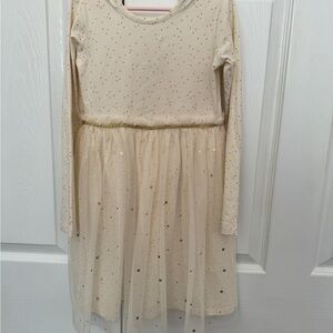 Hanna Andersson Elegant girls Dress with Gold Stars Sz 6-7 EUC